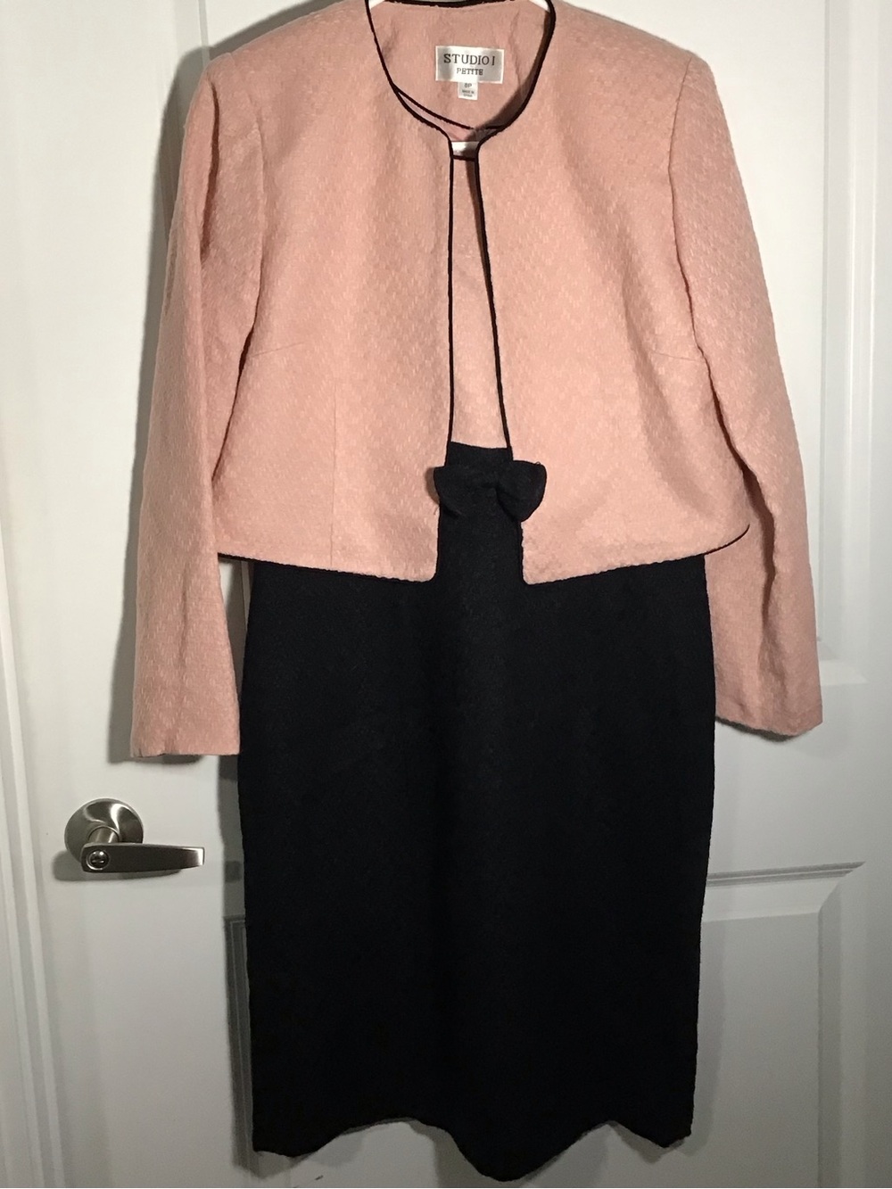 Studio I Pink And Black Sleeveless Dress With Matching Jacket 8